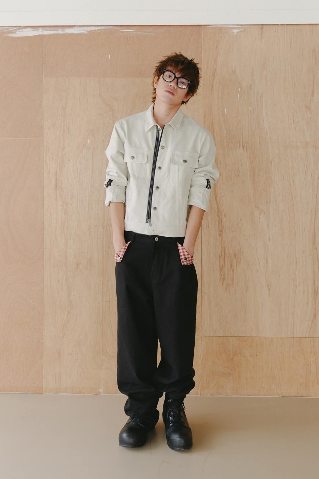 zipper trucker jacket #外套