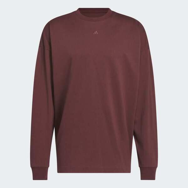 Adidas 愛迪達 Adi Bb Ls Tee JD6131 男女 長袖上衣 休閒長袖 咖啡紅 純棉