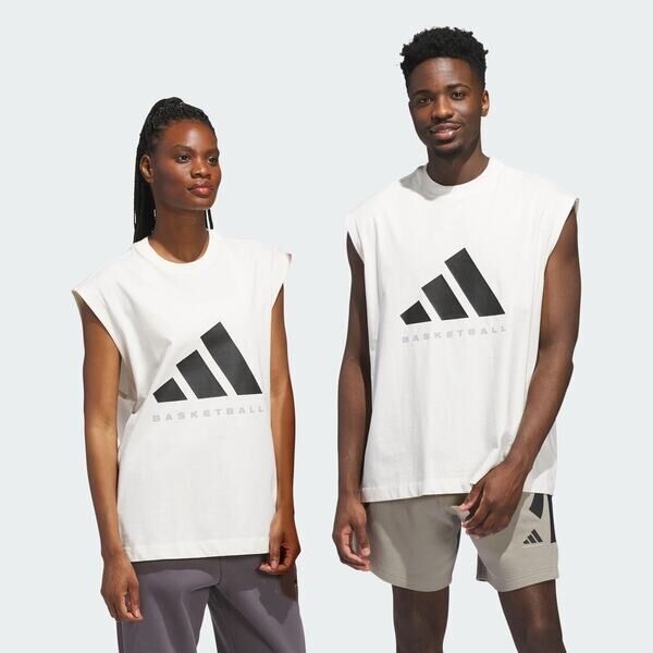 Adidas 愛迪達 Adidas Sl Tee JX5590 男女 背心 運動背心 白 籃球T恤 純棉