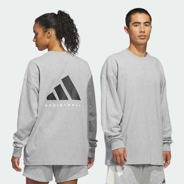 Adidas 愛迪達 Adidas Ls Tee JZ9529 男女 長袖上衣 休閒長袖 麻灰 純棉