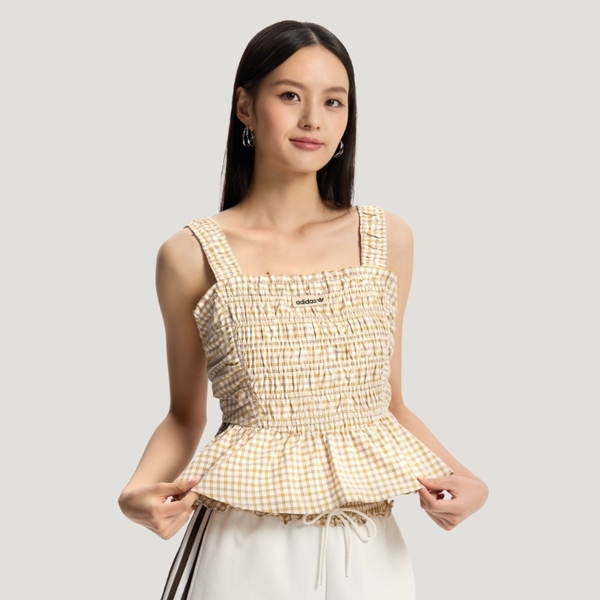 Adidas 愛迪達 Plaid Tank W KX7036 女 背心 格紋背心 米 亞版 純棉