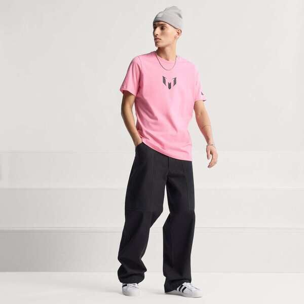 Adidas 愛迪達 Messi N&n G T JM8954 男 T恤 運動上衣 休閒短袖 粉紅 純棉