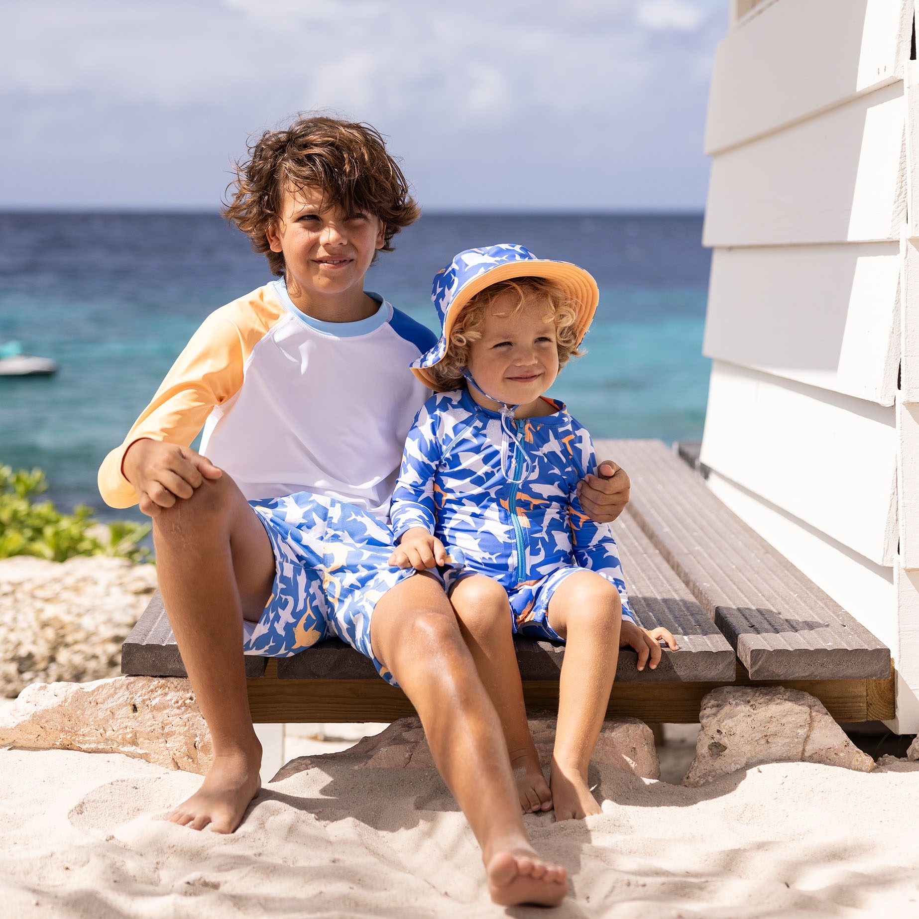 〖 Snapper Rock 〗藍橘拼袖防曬泳衣