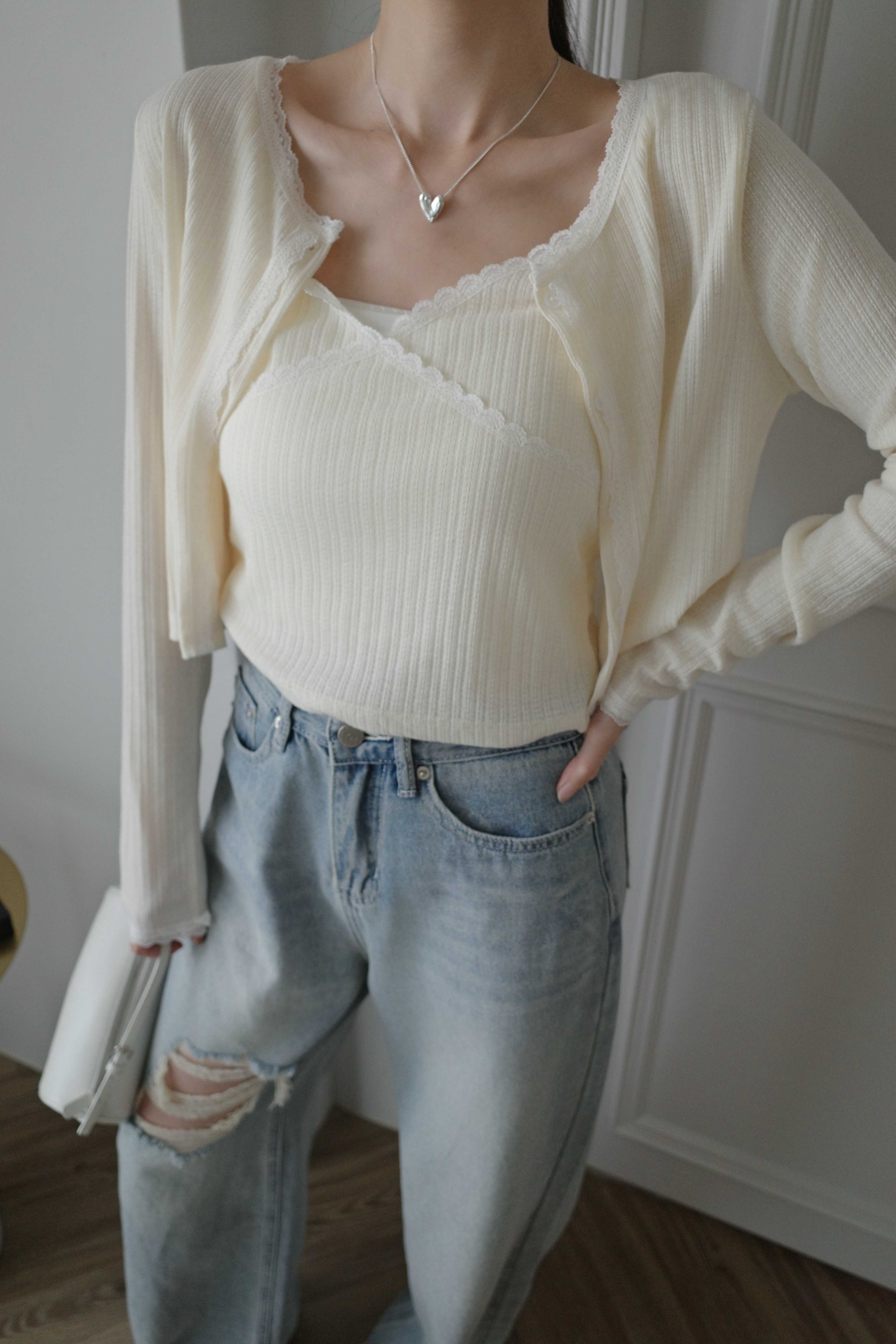 (預購)#AN70 可可愛愛蕾絲背心小外套(粉/黃/白)