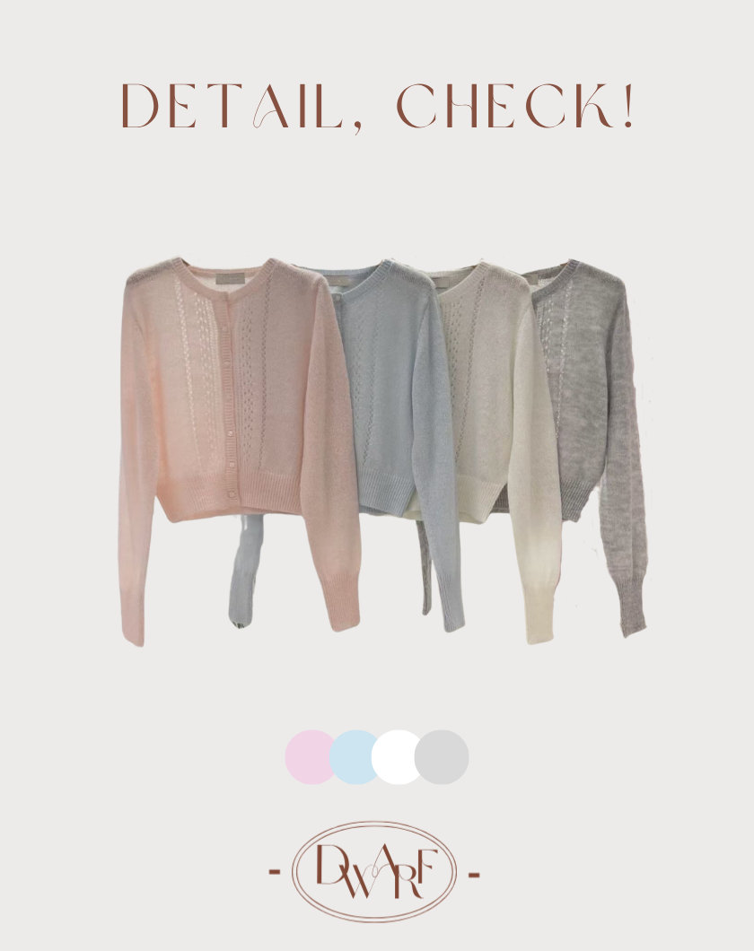 《KR》短版摟空貝殼鈕外套