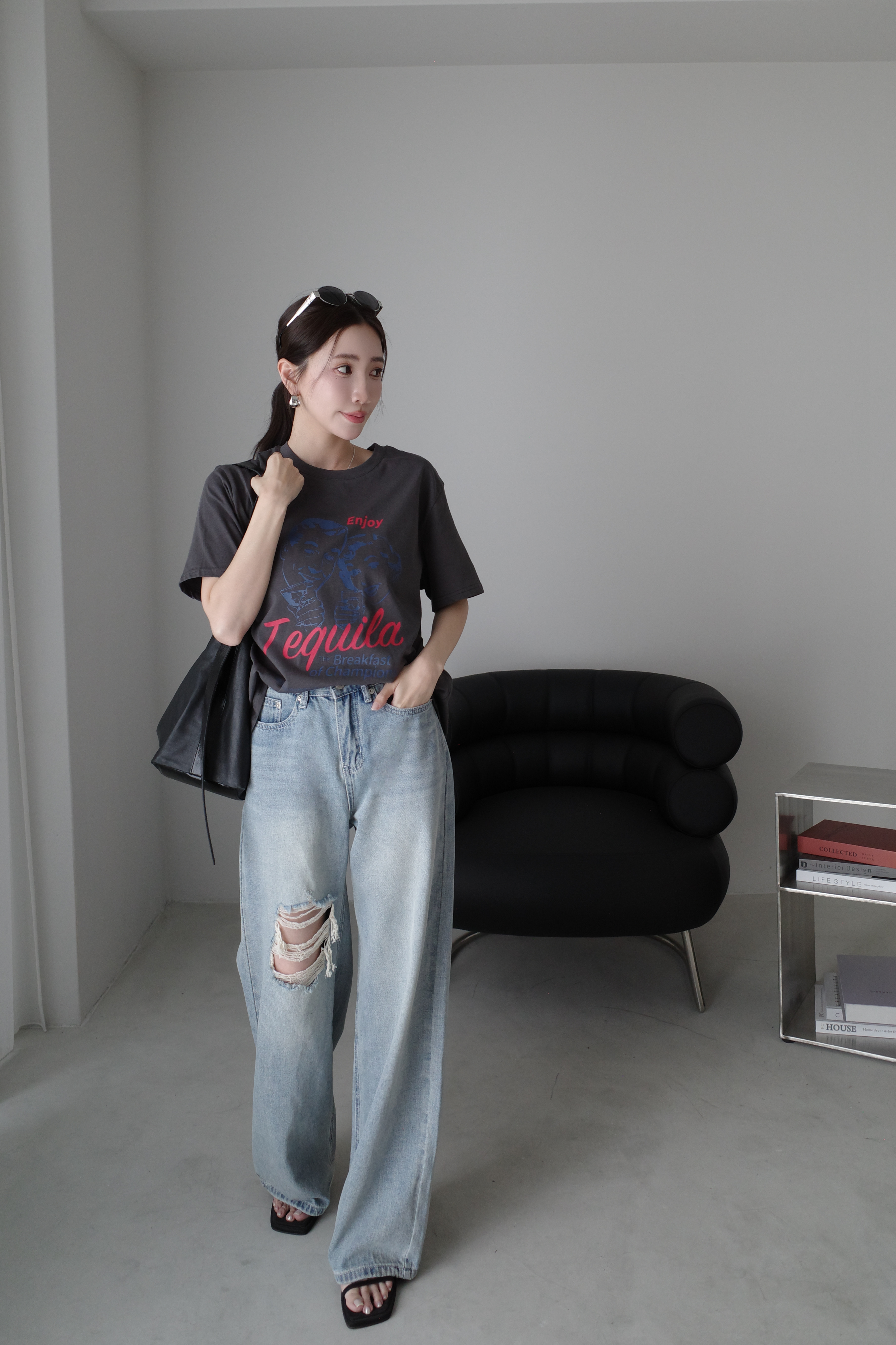 (預購)#AN14 街頭印花短T(白/深灰)