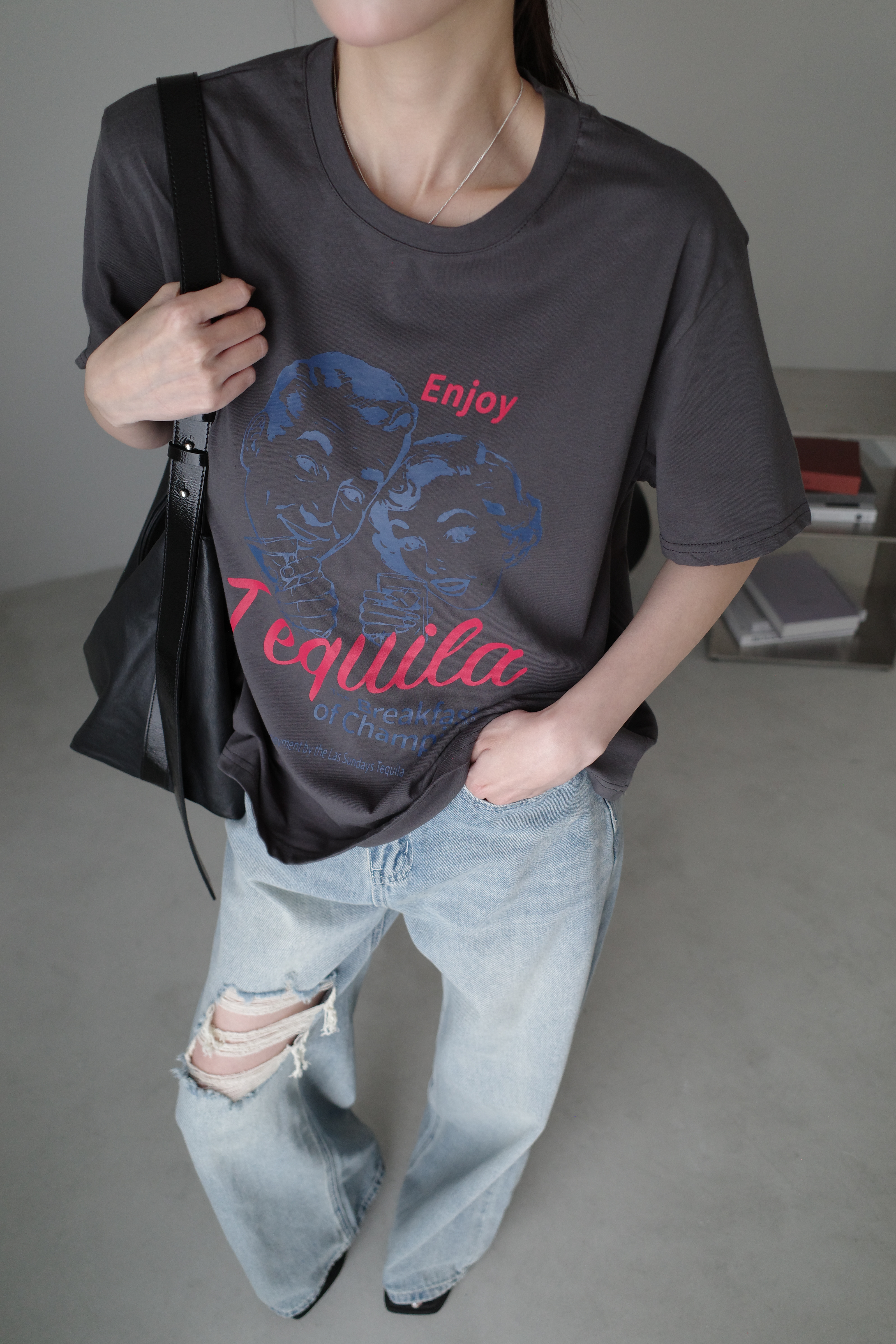 (預購)#AN14 街頭印花短T(白/深灰)