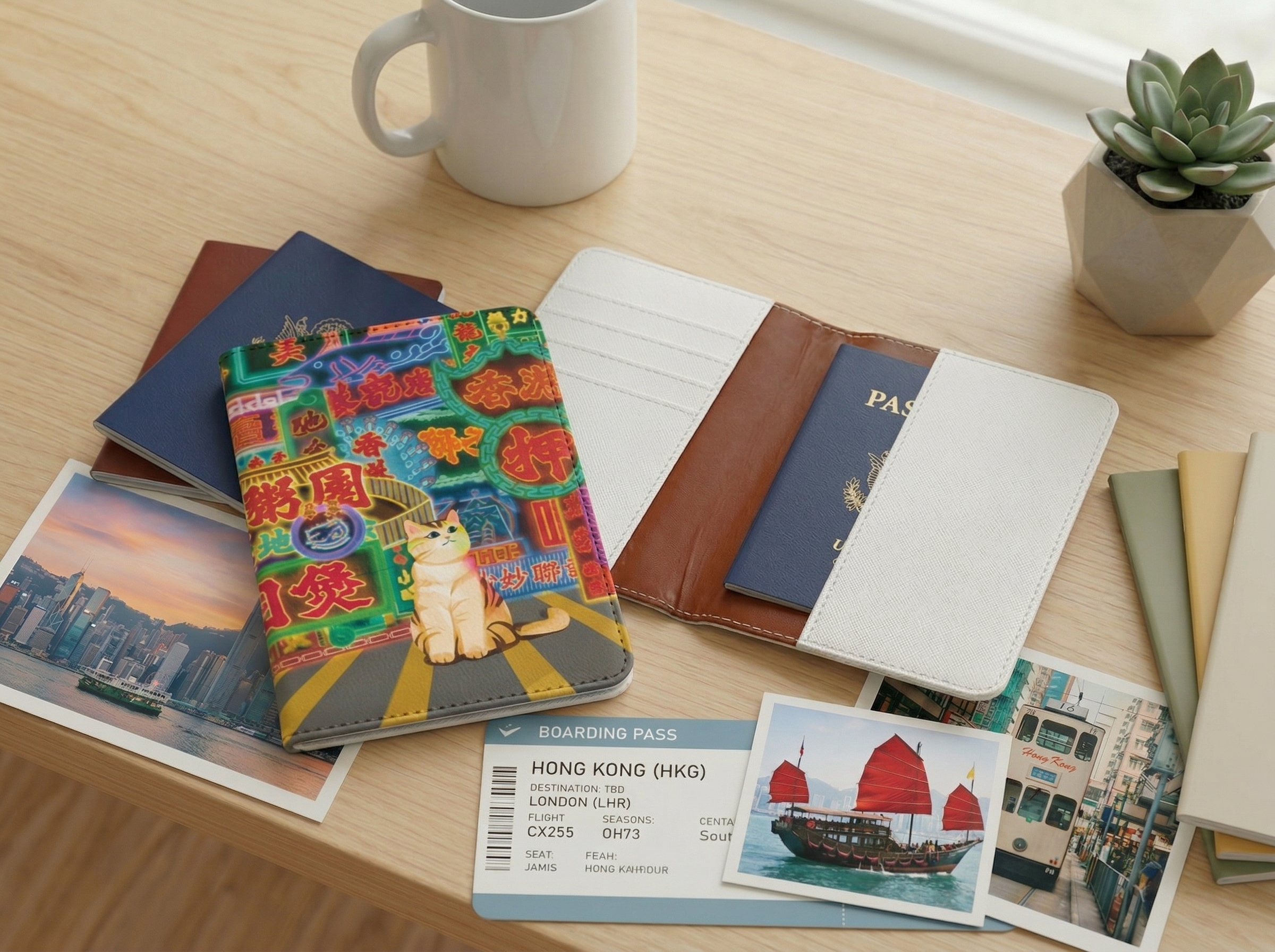 【貓遊街角 - 霓虹十色 】護照套丨香港特色丨amazing studio
