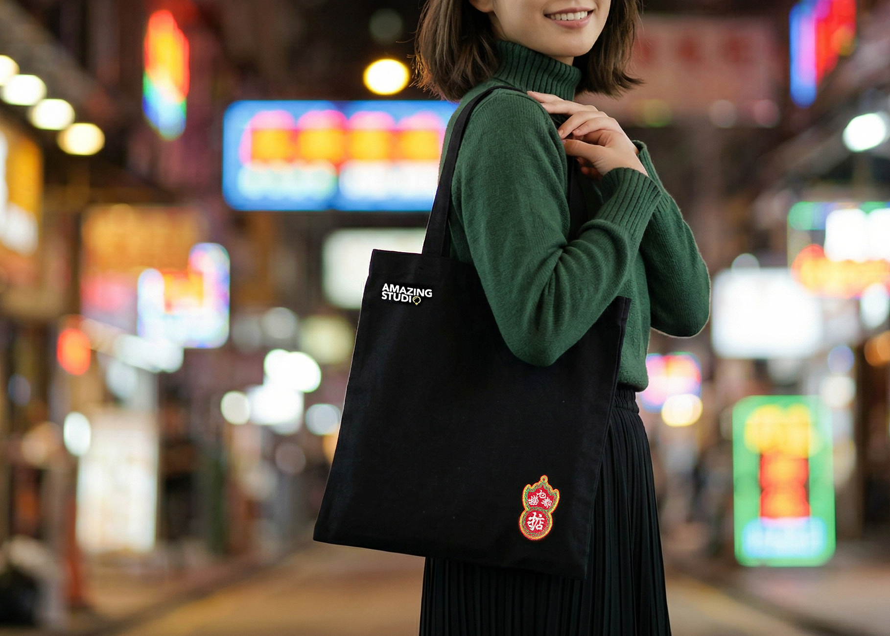 【香港懷舊霓虹燈 】 側背帆布袋丨Amazing Studio