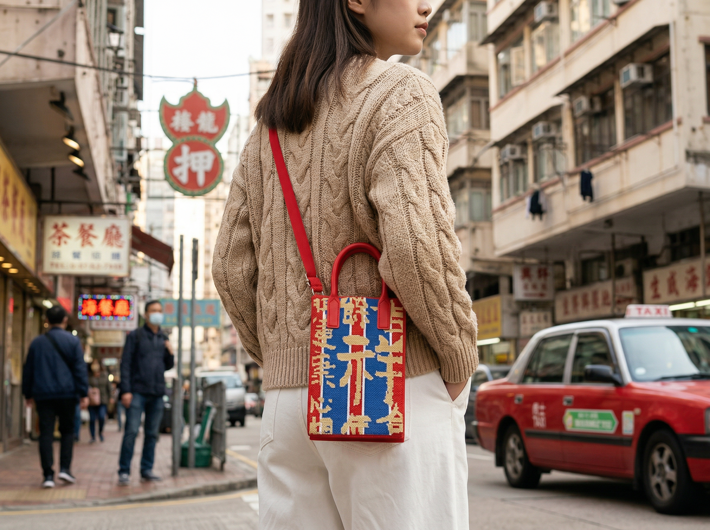 【經典紅白藍】利是袋 針織袋 斜孭袋 斜背包 手機袋丨Amazing Studio