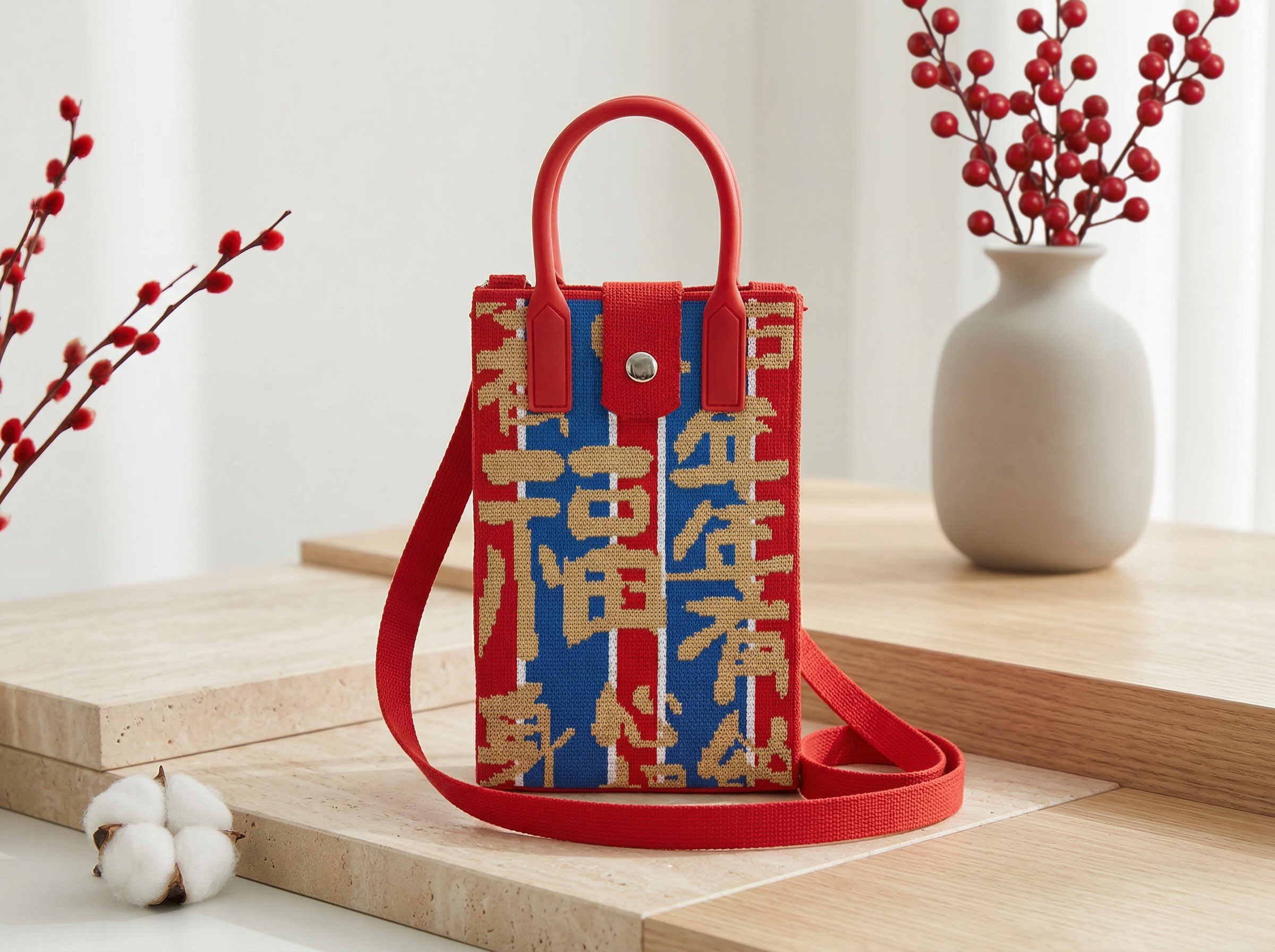 【經典紅白藍】利是袋 針織袋 斜孭袋 斜背包 手機袋丨Amazing Studio