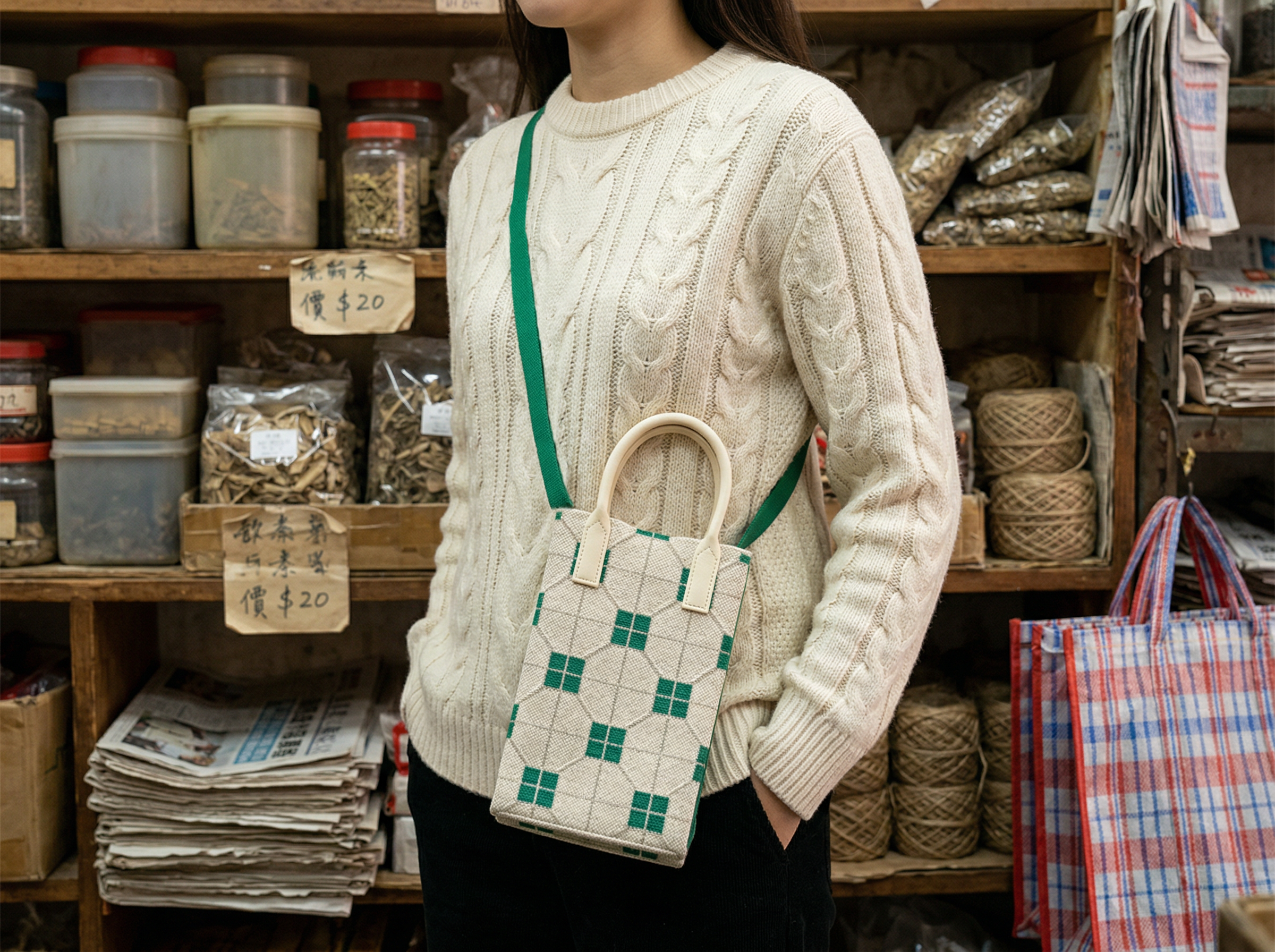 【經典磚紋】利是袋 針織袋 斜孭袋 斜背包 手機袋丨Amazing Studio