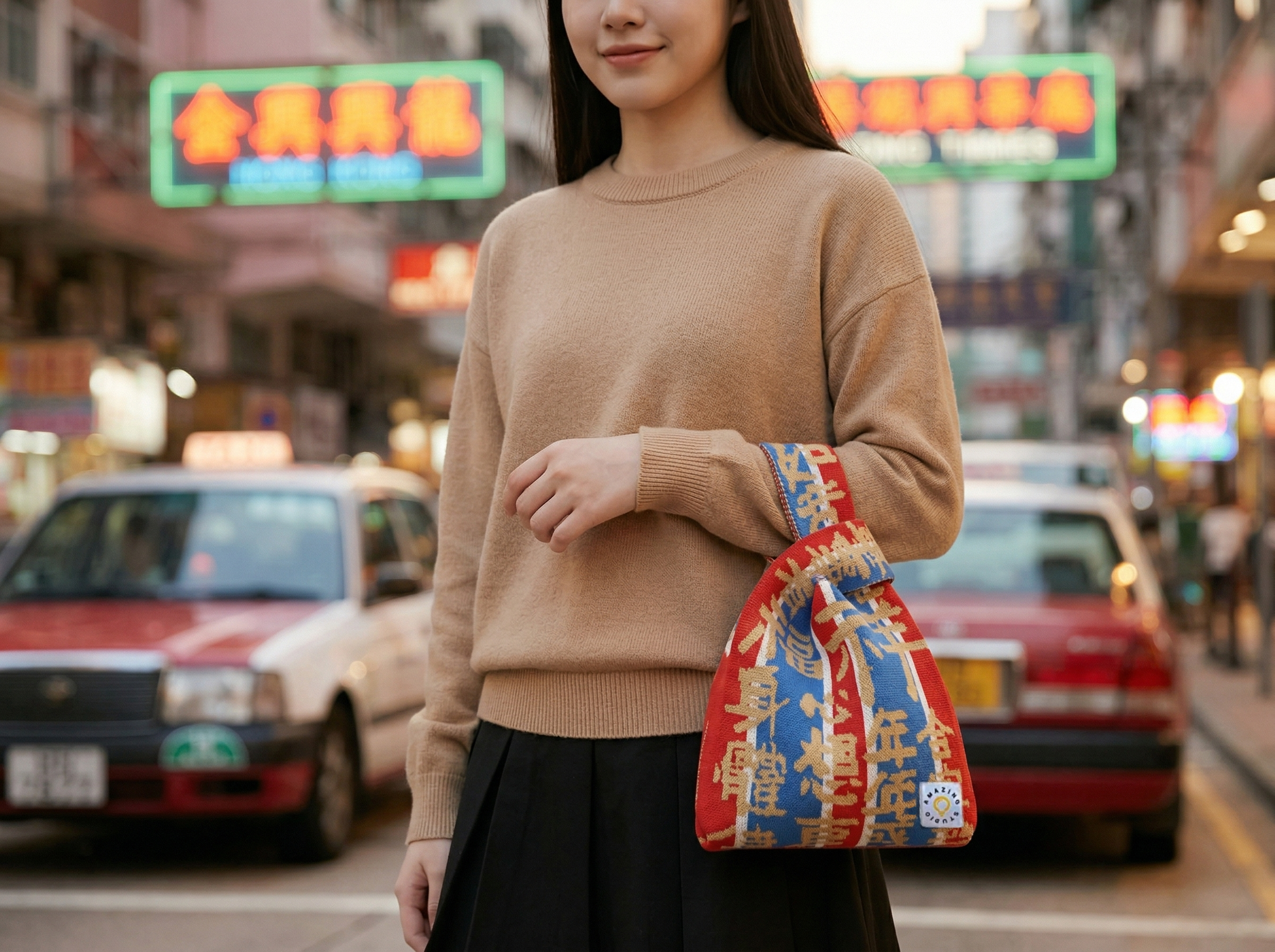 【經典紅白藍】針織袋 手挽袋 手提袋丨Amazing Studio