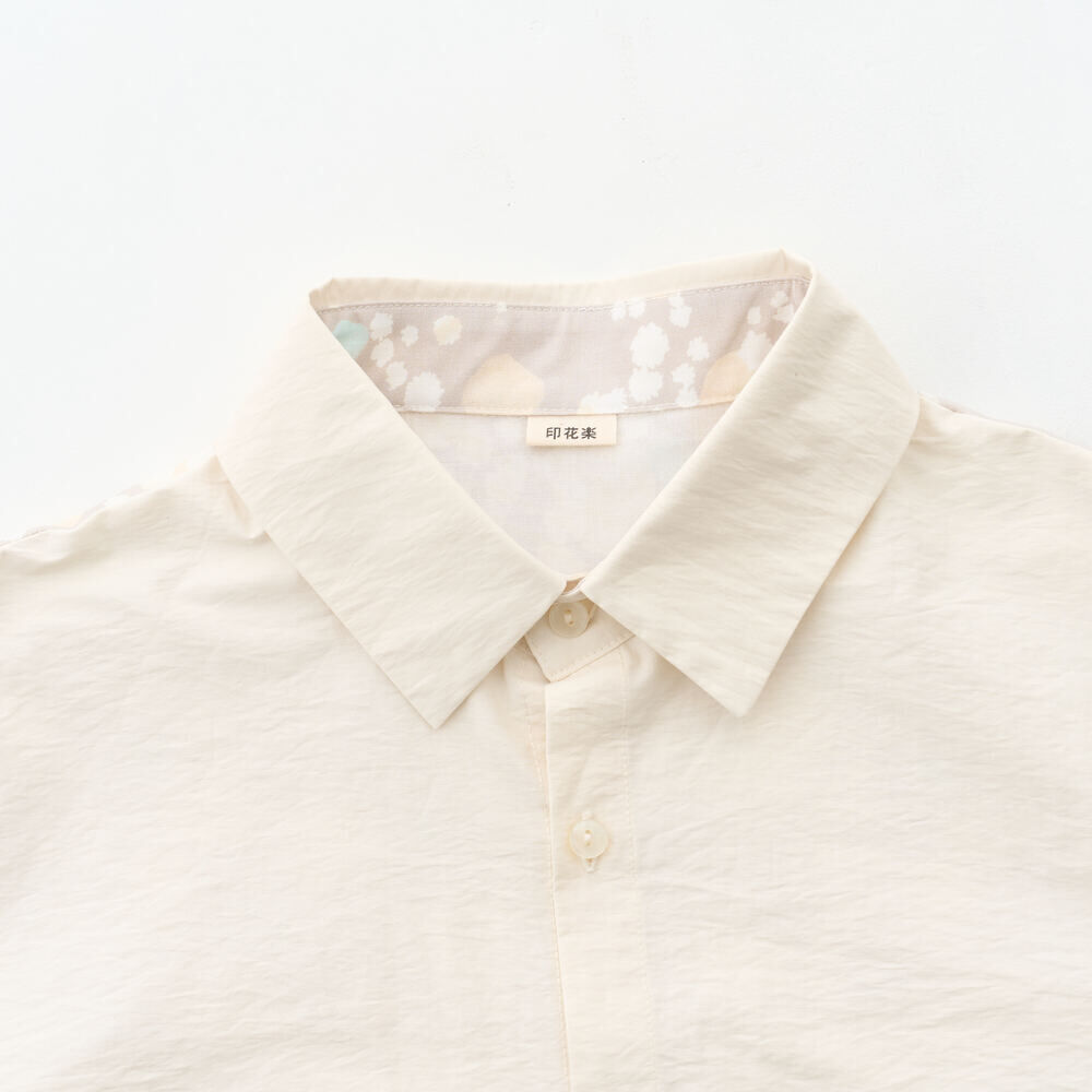 印花樂短袖拼接襯衫/滿天花花/雲朵白