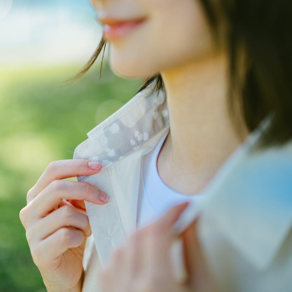印花樂短袖拼接襯衫/滿天花花/雲朵白