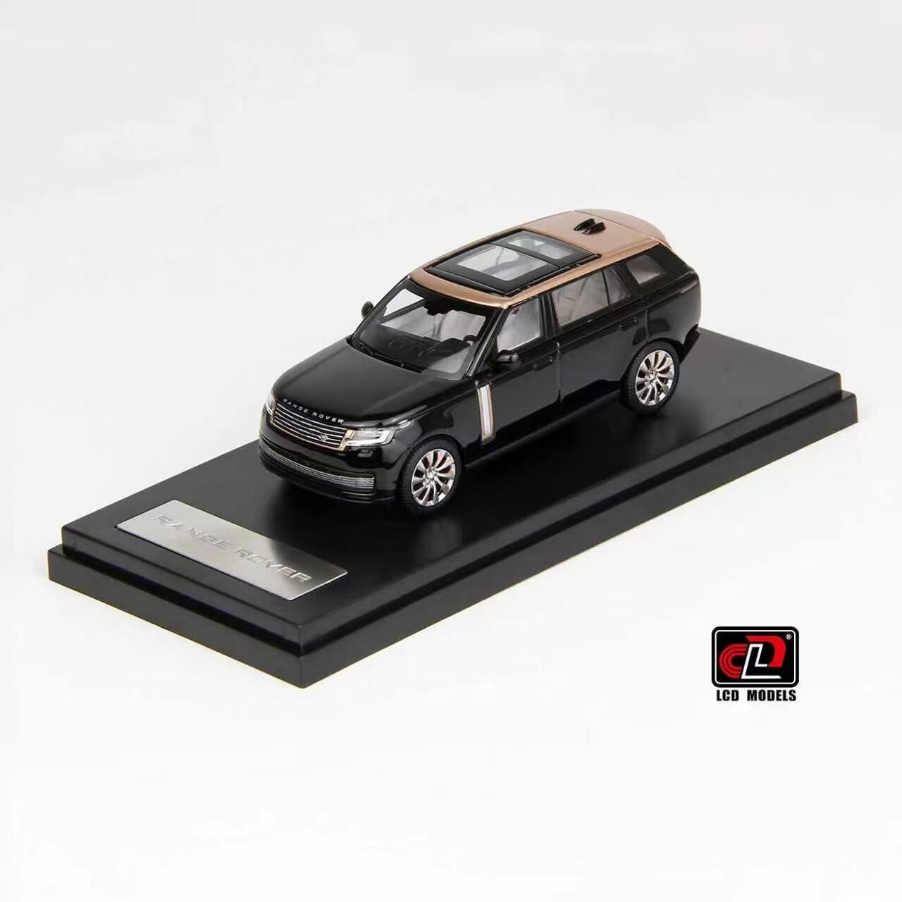 PO-$140 * LCD * 1:64 LAND ROVER RANGE ROVER AUTOBOIGRAPHY SV P530 V8 4.4 BLACK WITH GOLD ROOF