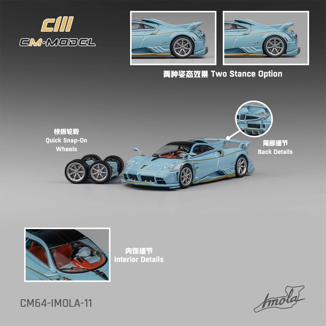 PO-$150 * CM MODEL * 1:64 PAGANI IMOLA V12 AZZURRO SARDEGNA