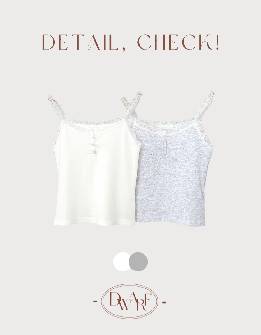 《KR》彈性鈕扣蕾絲吊帶背心