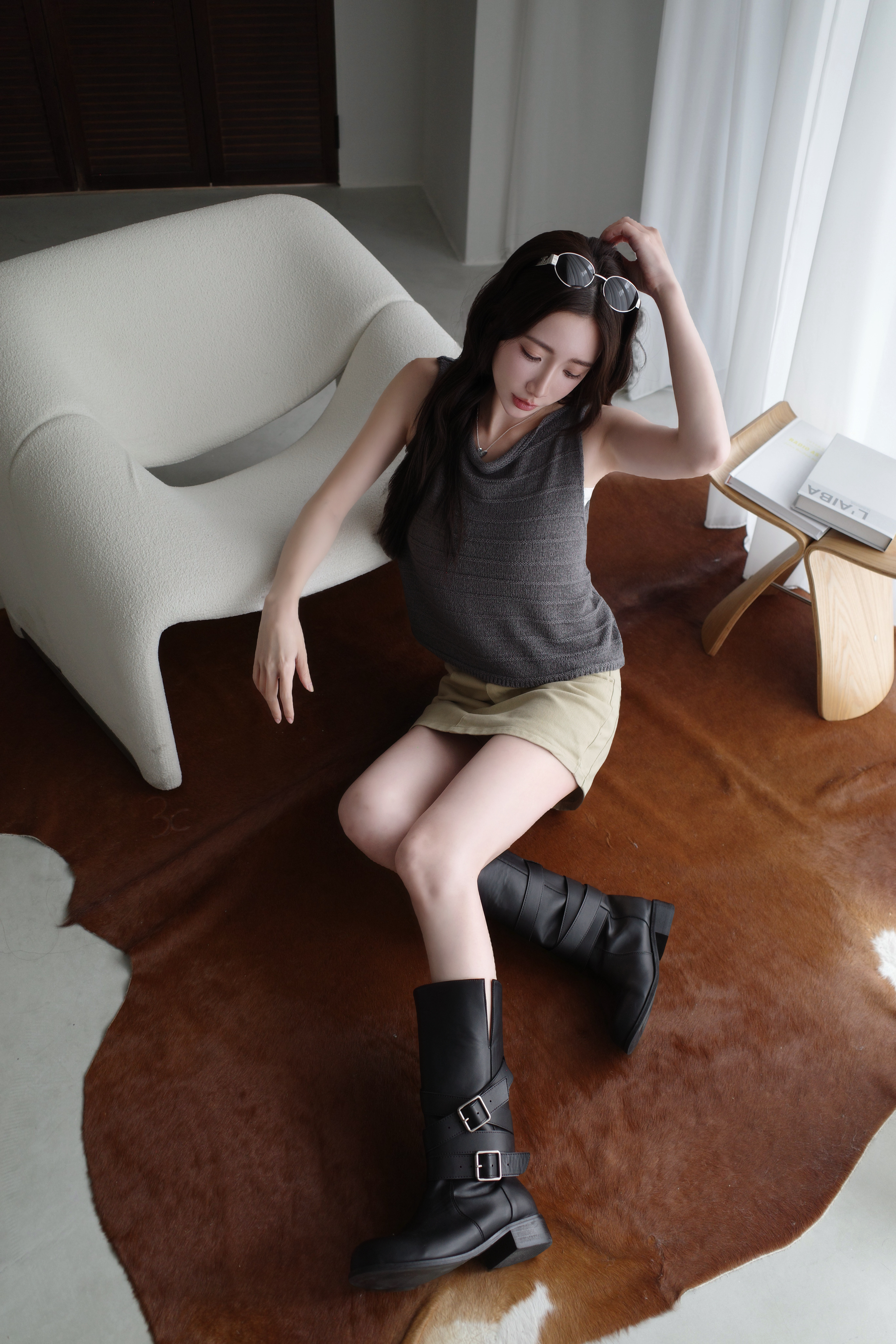 (預購)#AN40 平領立體鉤織背心(深灰/淺灰/米杏/藍)