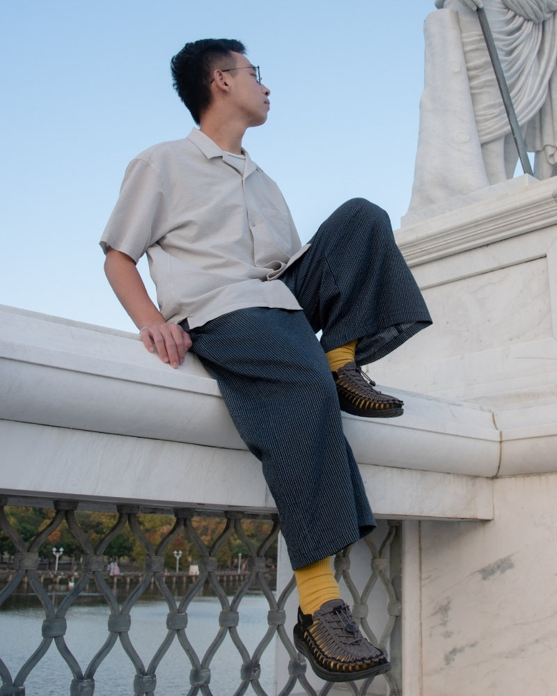 印度蓋染工藝純棉 長褲 - 深海藍