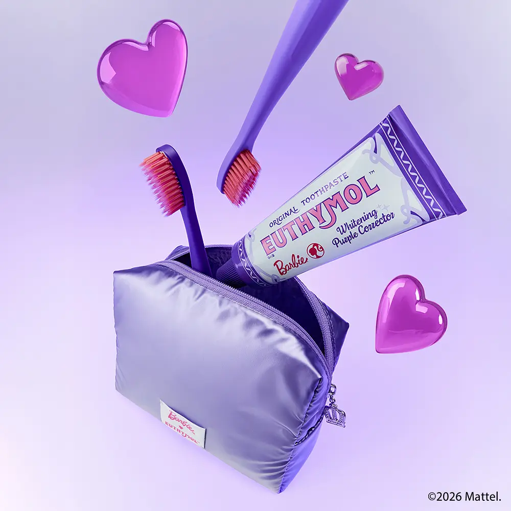 EUTHYMOL x BARBIE 亮白去黃紫色修正牙膏 106g (+收納袋)