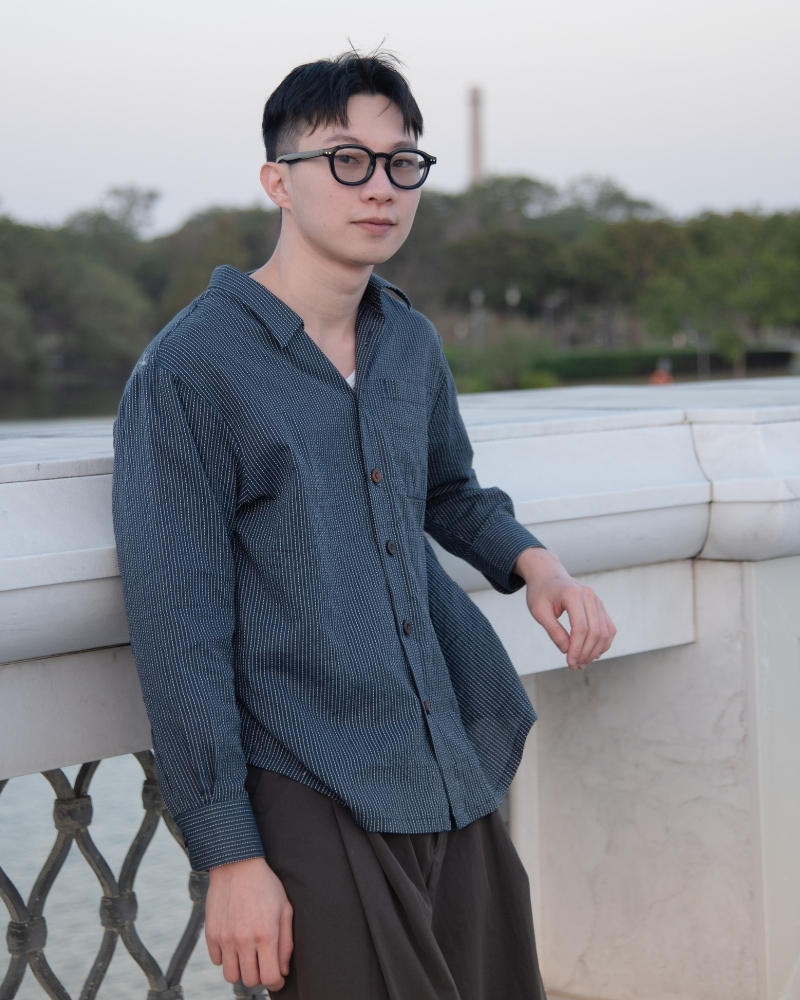 印度蓋染工藝純棉 長袖襯衫 - 深海藍