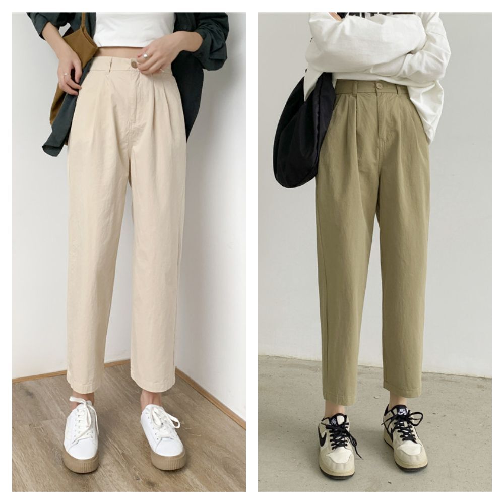 【ASister 小姊姊】AS0352#休閒褲/哈倫褲☆水洗棉工裝寬鬆顯瘦繭形哈倫九分褲(4色 S-XL)