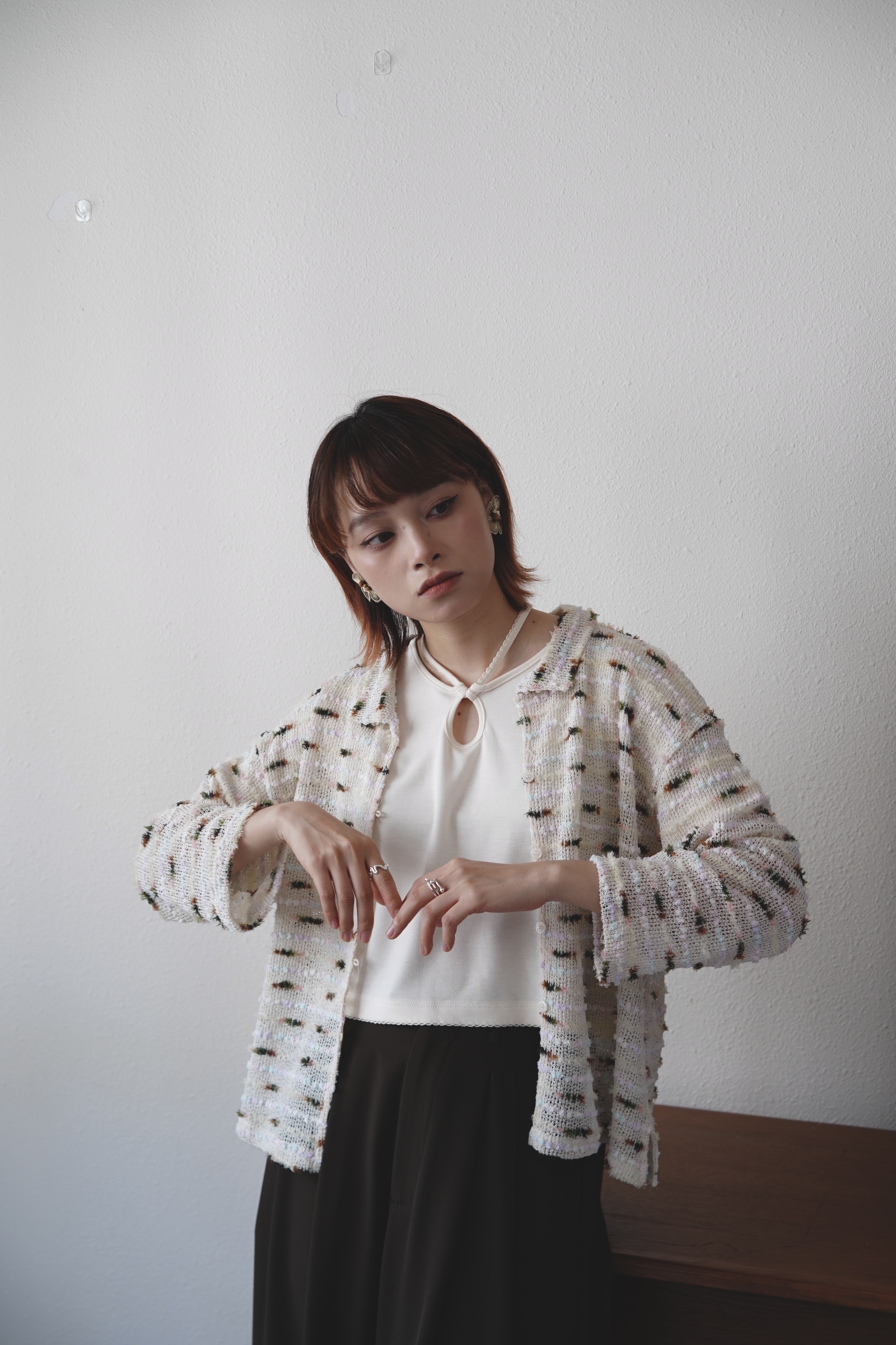 特殊纖維布 ～ 反領鈕扣外套 - JK62975