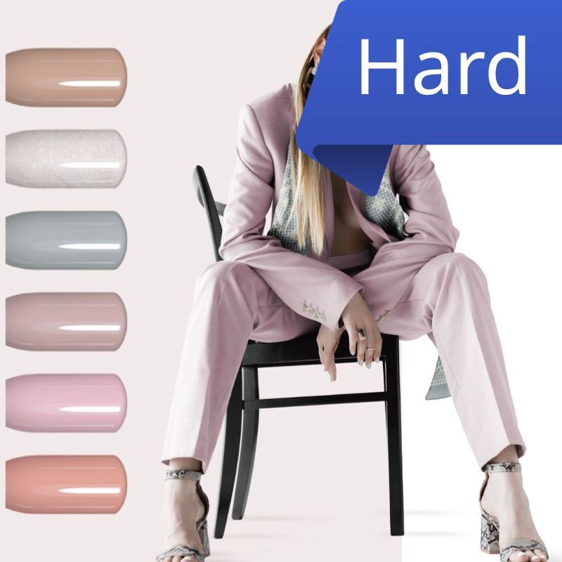 (柔和淡粉系) LCN hard gel set  硬膠 (粉紅、啡棕、祼色、綠、米白)