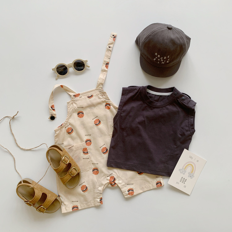 可愛漢堡無袖套裝