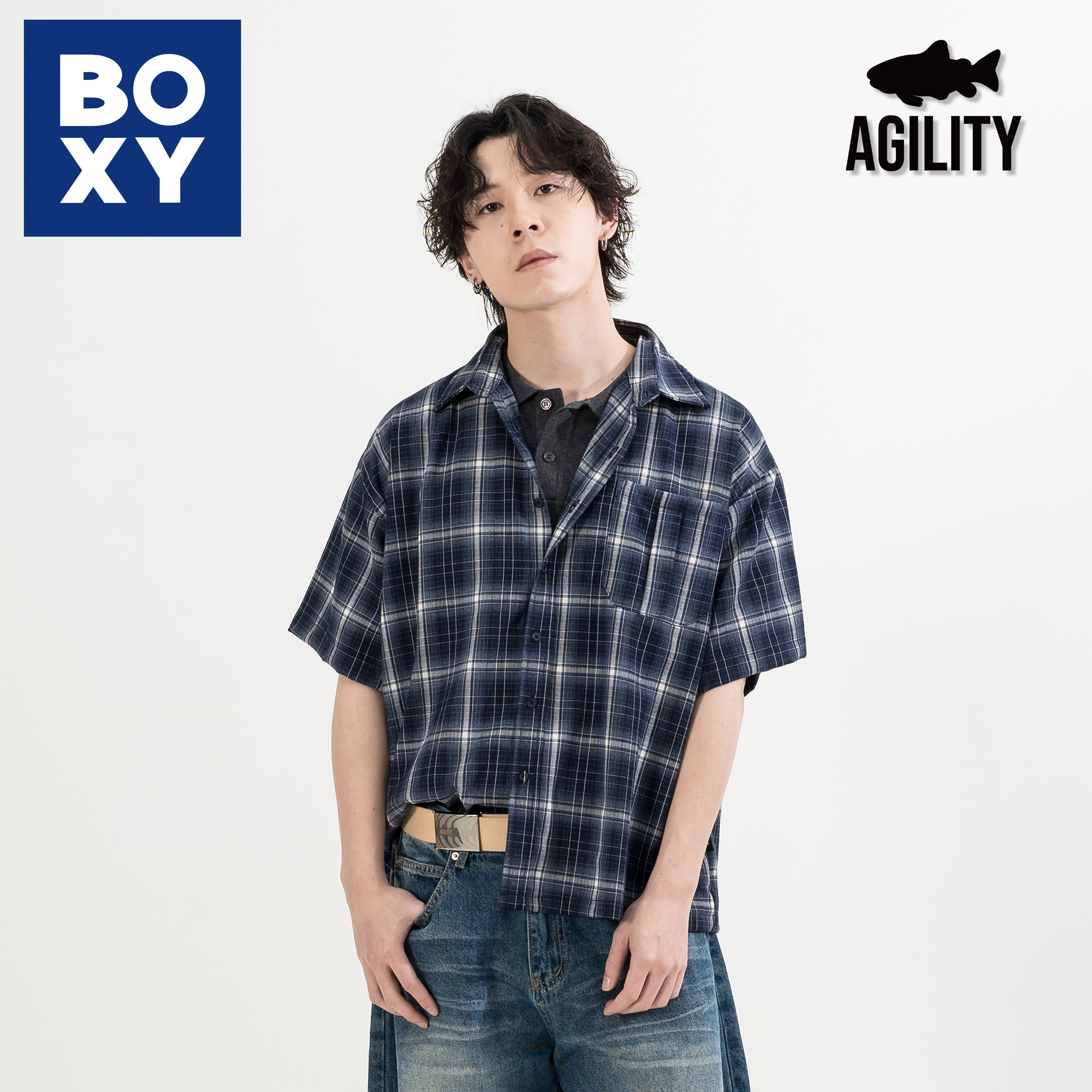 AGILITY Boxy Plaid Shirts 寬短 格紋 短袖襯衫 [SS58]