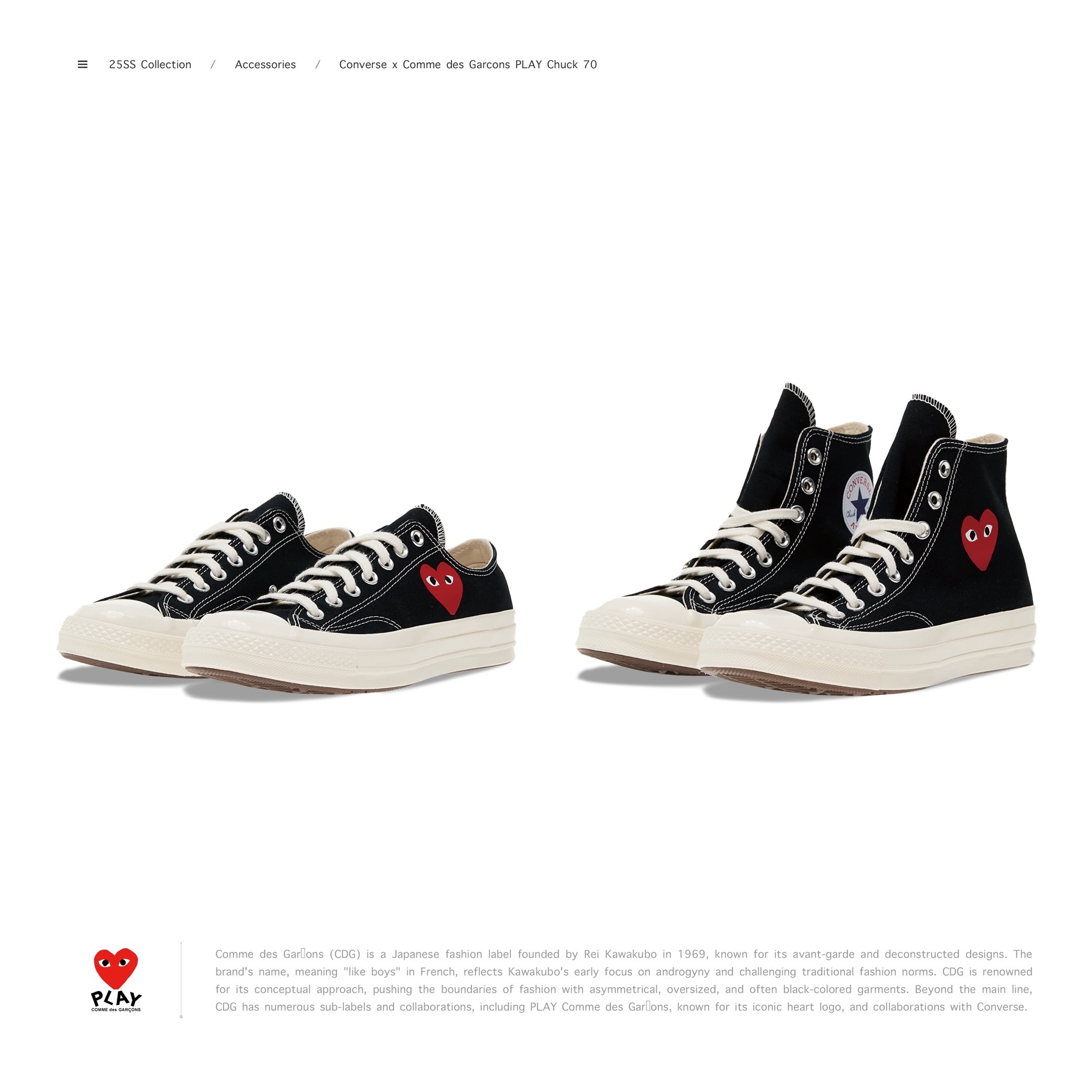 COMME DES GARÇONS PLAY X CONVERSE CHUCK 70