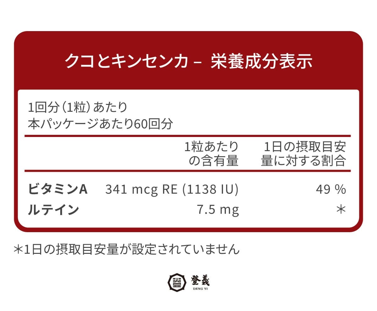 登義枸杞金盞花營養標示