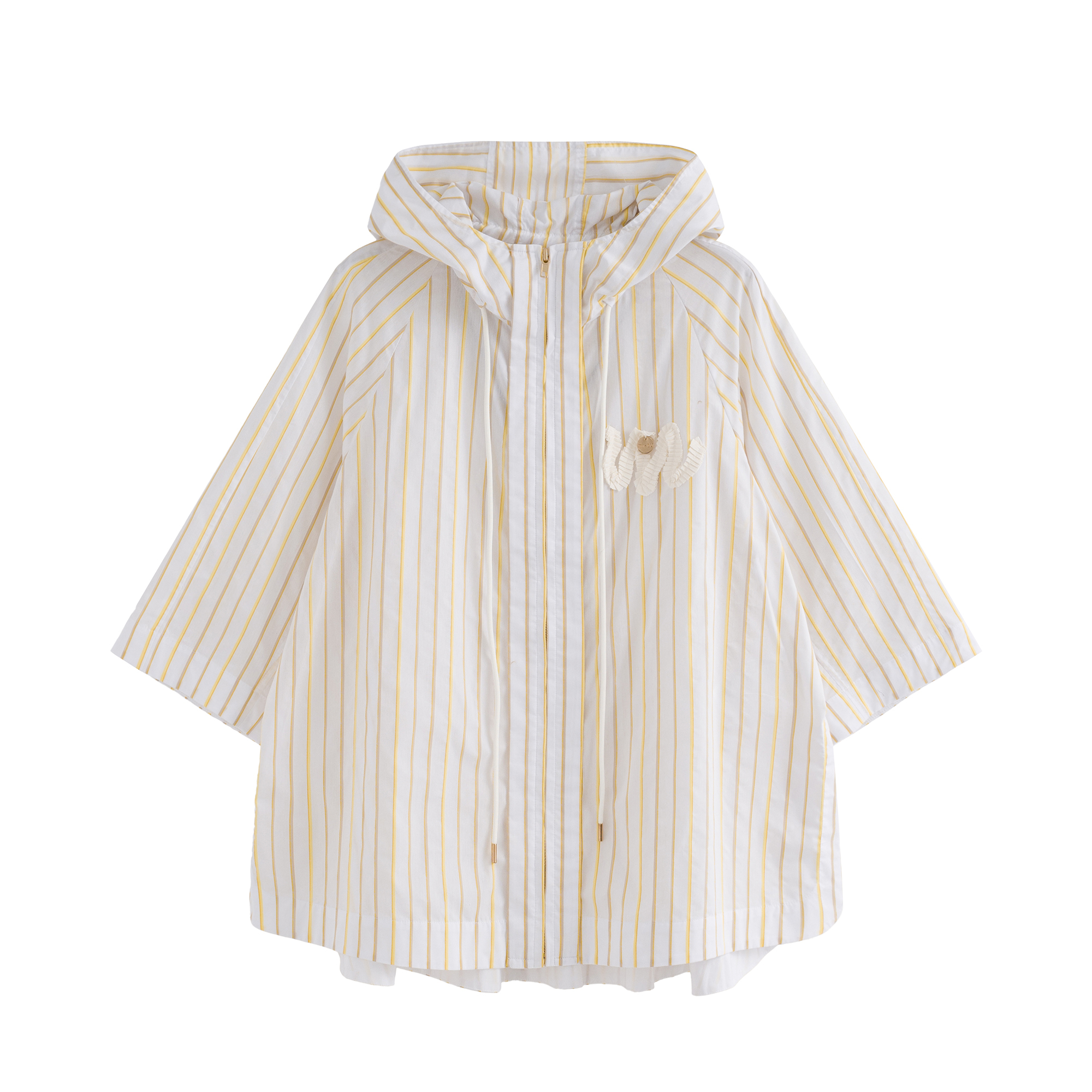 mi-tu 條紋刺繡抽繩恤衫