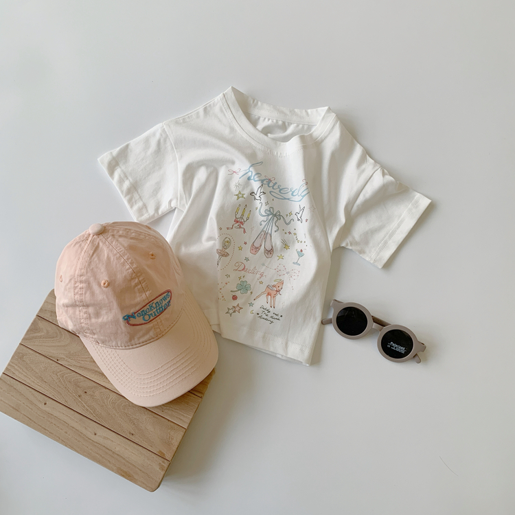 芭蕾風印花短袖上衣