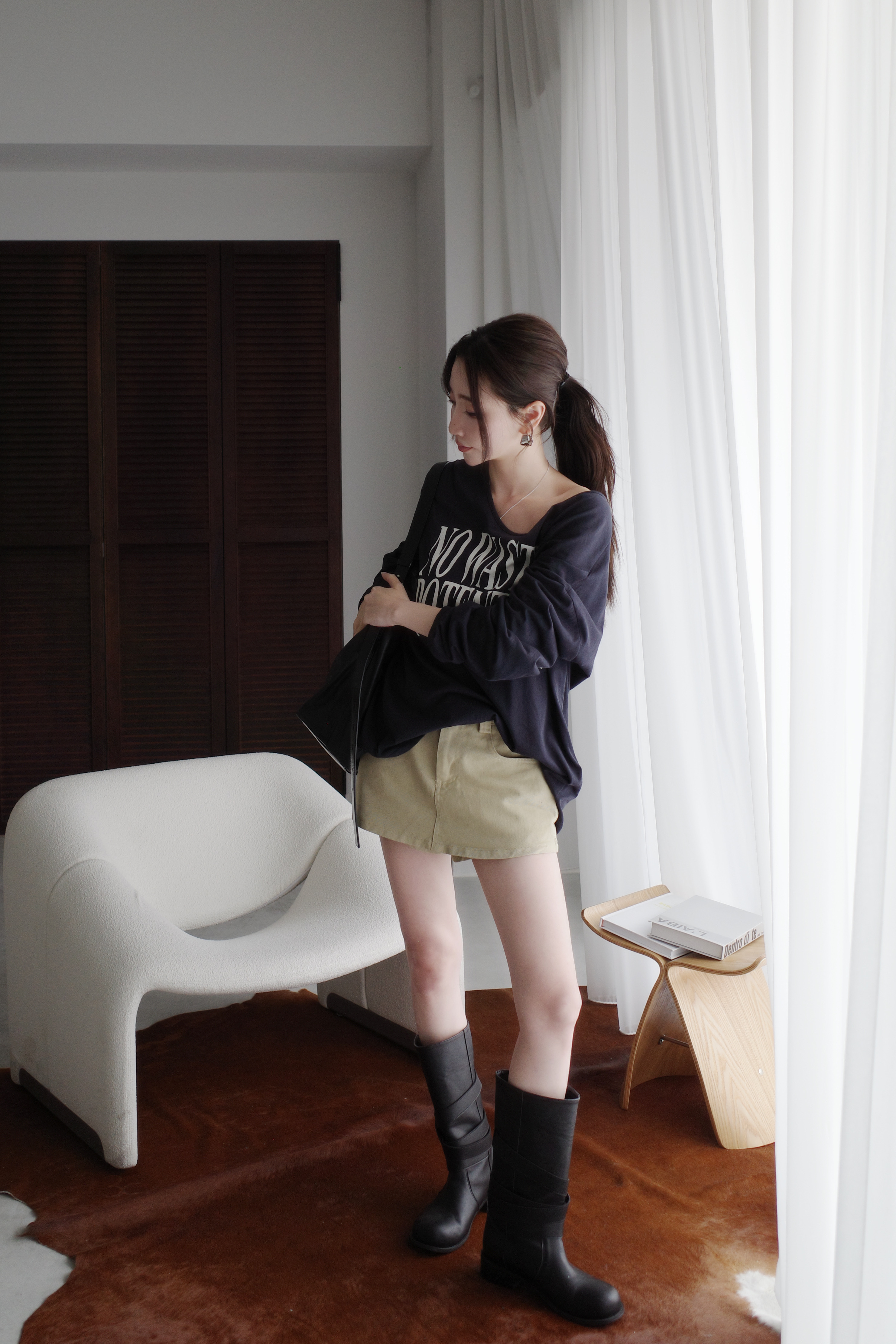 (預購)#AN45 屁屁小一號修身短褲裙(白/卡其)