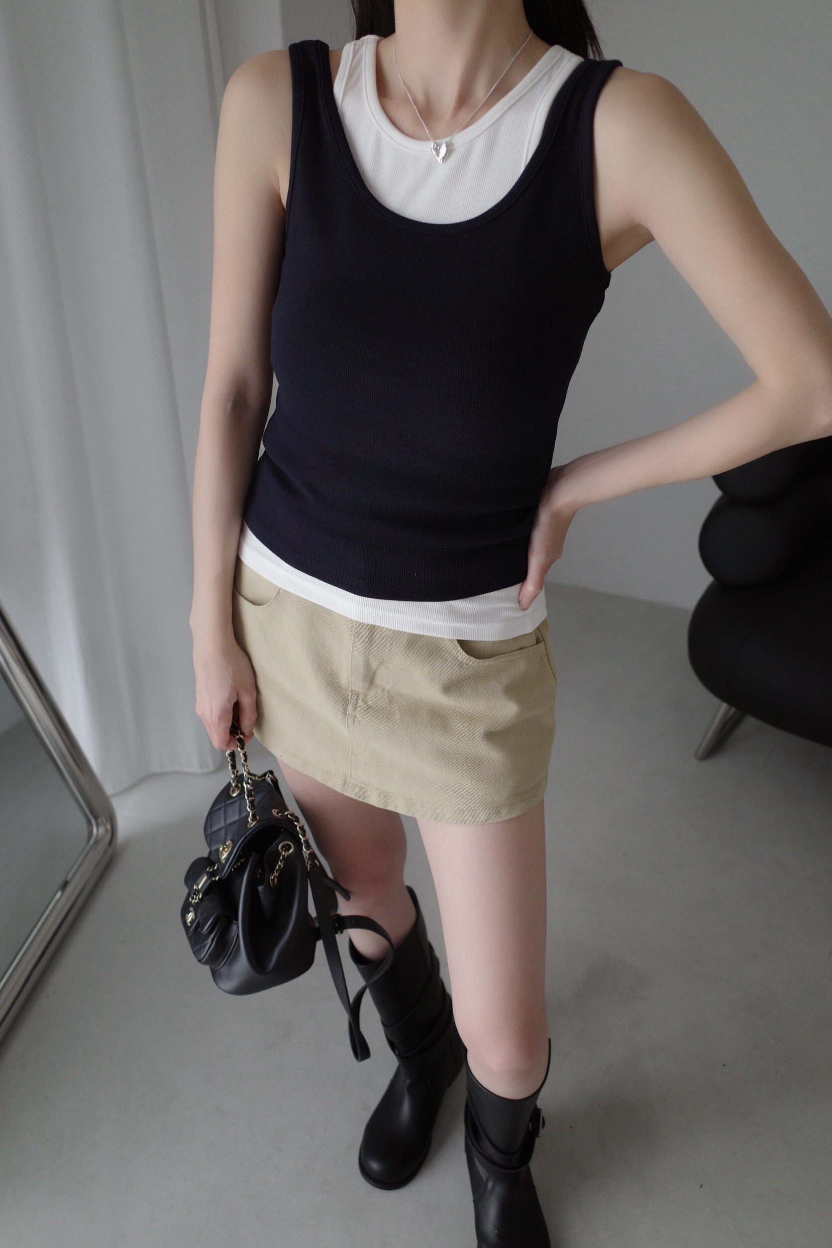 (預購)#AN34 不能錯過兩件式背心上衣(灰/藍)