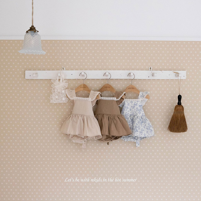 正韓夏mkids 三色森系後綁帶包屁裙