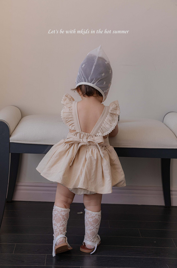 正韓夏mkids 三色森系後綁帶包屁裙