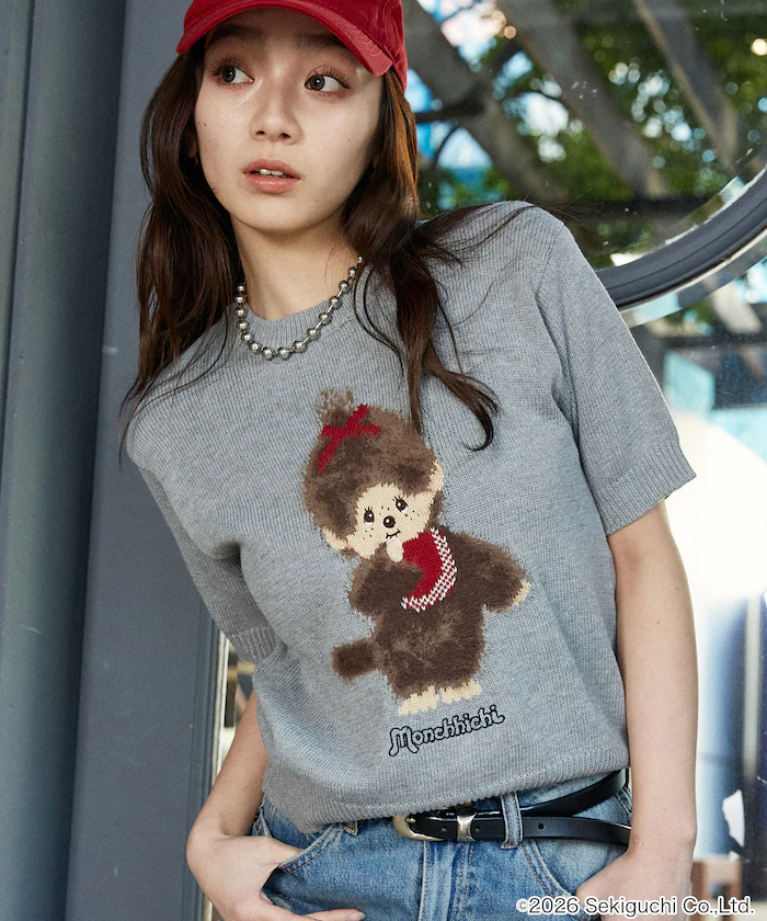 [預購] Monchhichi 羽毛提花夏季針織衫 限定商品<5月中旬出貨>