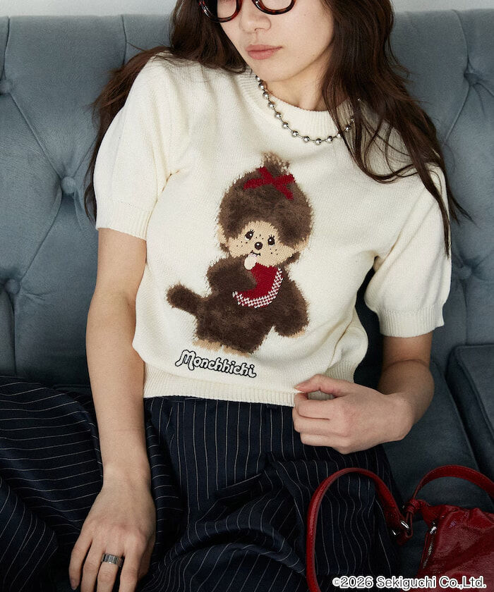 [預購] Monchhichi 羽毛提花夏季針織衫 限定商品<5月中旬出貨>