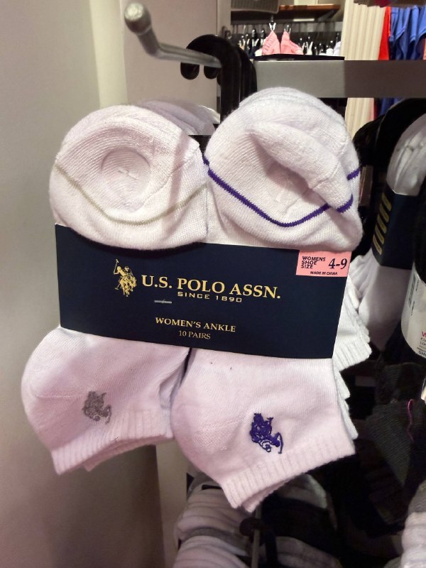 [U] POLO ASSN WHITE 27V0032AA WOMEN'S ANKLE SOCKS, 786662522127 (UPN26)