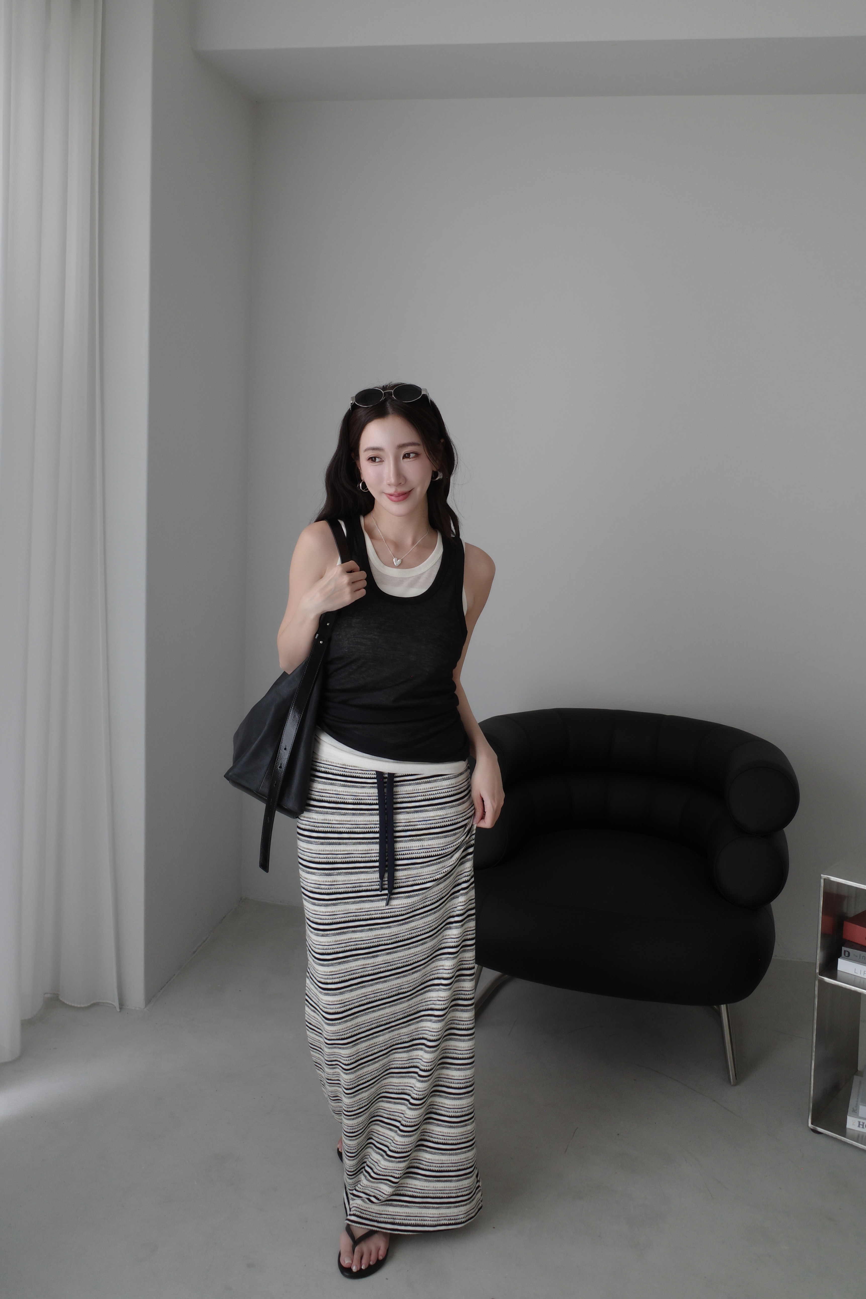 (預購)#AN56 細節滿滿簍空針織條紋裙