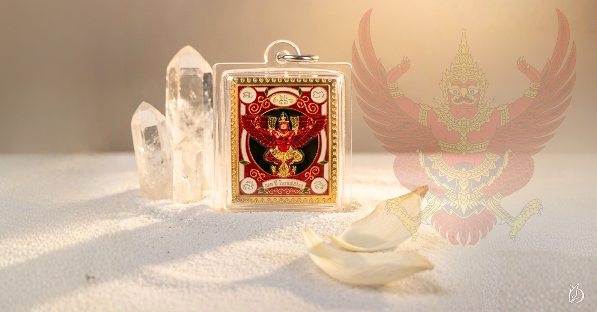 泰國國徽與金翅鳥佛牌。