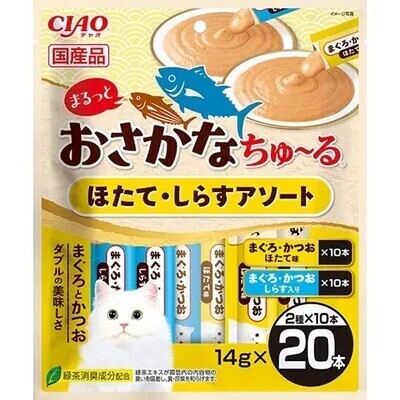 CIAO 貓小食 唧唧醬．什錦口味 扇貝+銀魚醬14g x 20支
