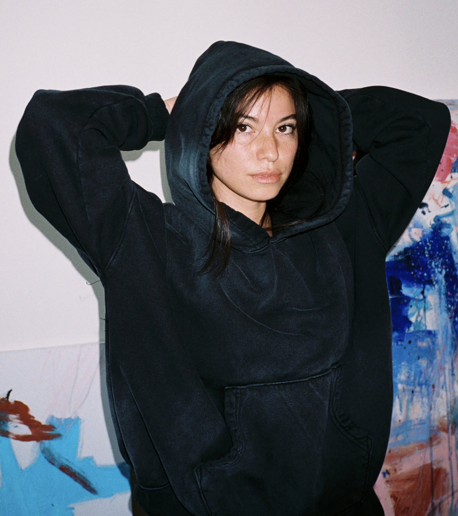 [Instock] MOOJIMOOJI OVERSIZE CROP HOODIE | AGED BLACK