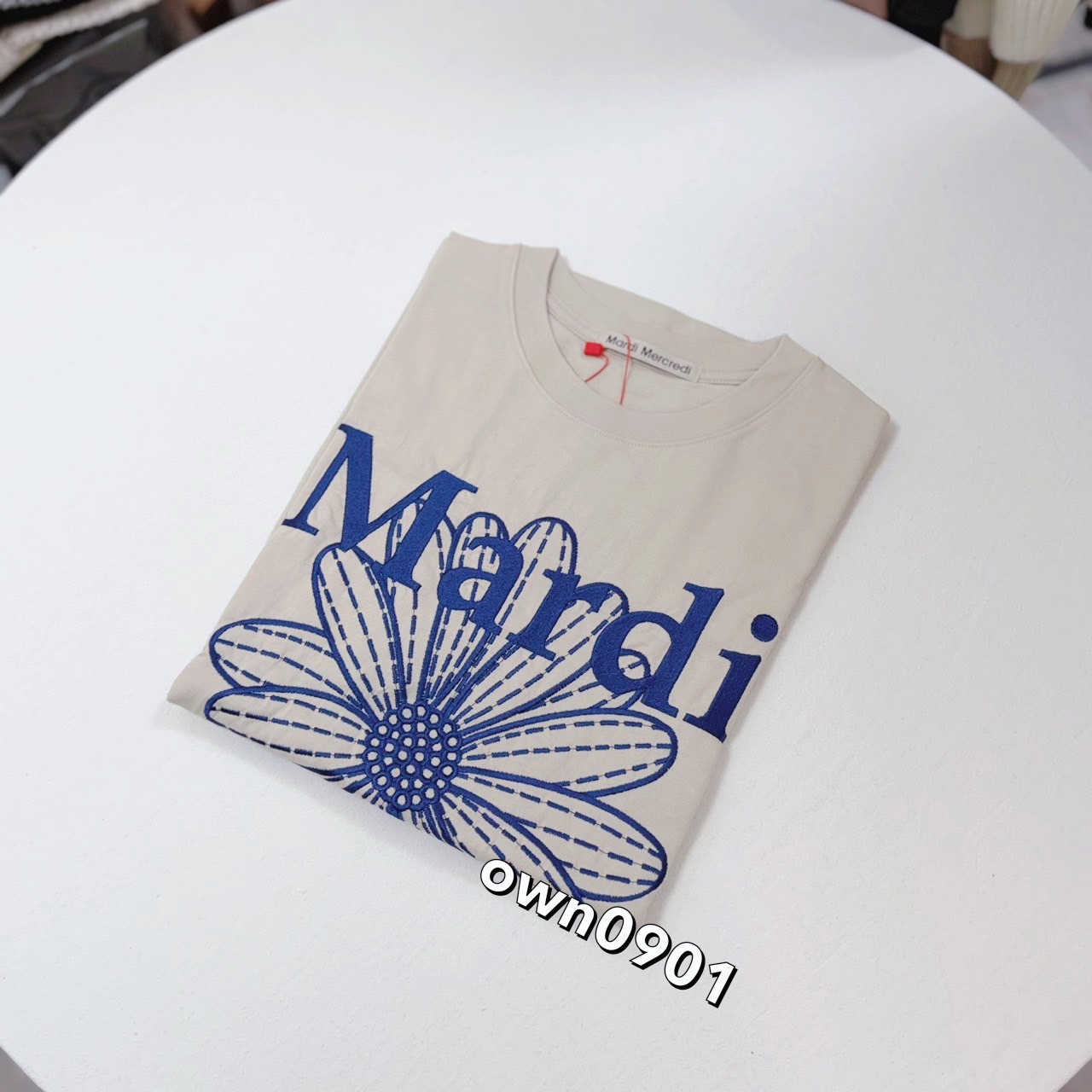 【OWN】MARDI MERCREDI 短袖 上衣 雛菊 春夏 新品 刺繡 厚磅 單一尺寸 燕麥 藍