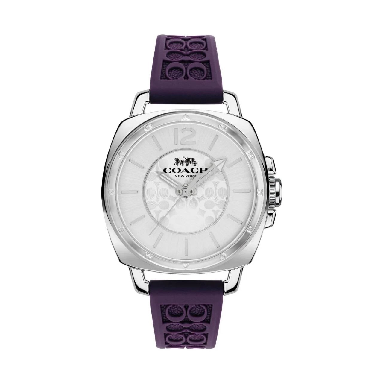 [U] COACH PURPLE/SILVER 14503144 WOMEN`S BOYFRIEND DARK PURPLE SILICONE RUBBER STRAP, 885997285261 (UZZ65)