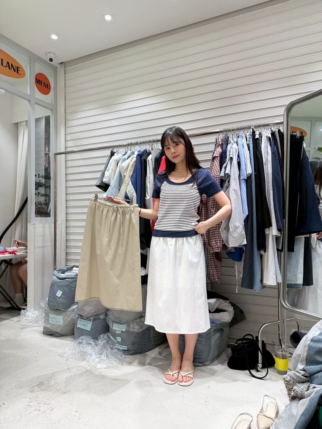 BL6038 蕾絲包邊中長裙