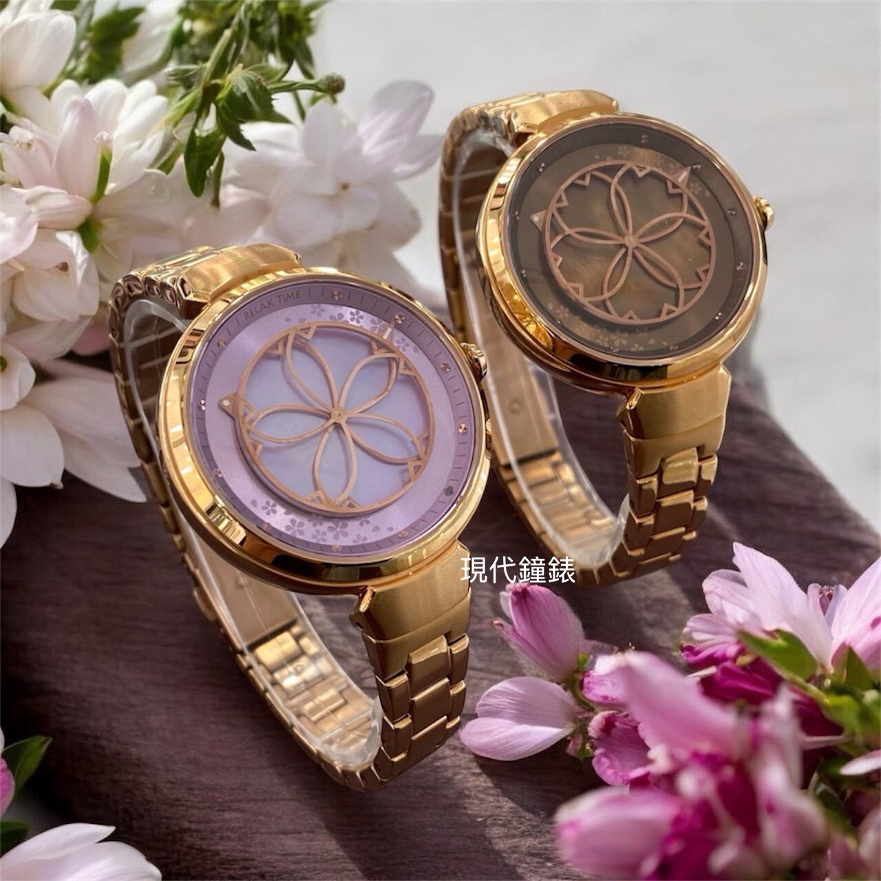 【RELAX TIME】綻放系列RT-72-5(棕)/RT-72-6 (紫) 36mm 現代鐘錶